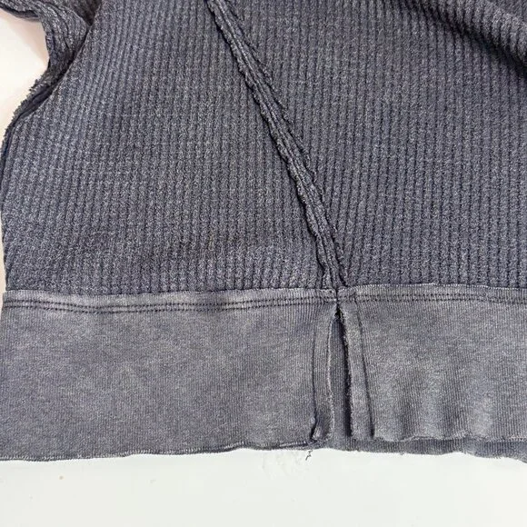 We The Free Buttercup Waffle Knit Pullover Womens S Black Cotton Blend V Neck - Picture 13 of 14